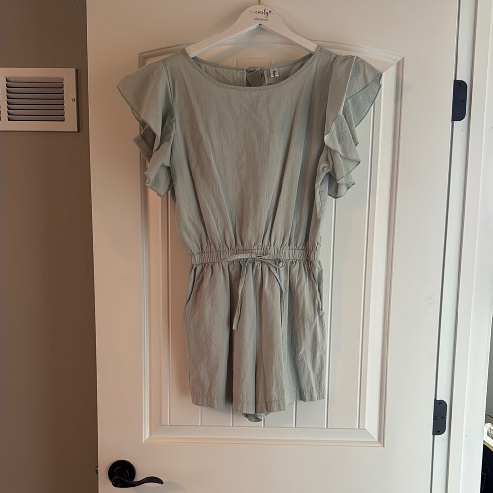 Light Green Ruffle Sleeve Romper
